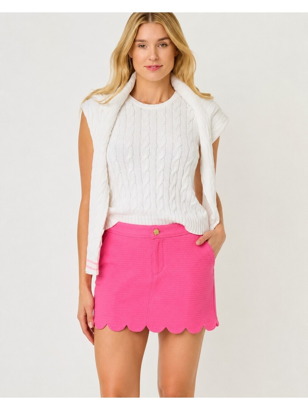 Lilly Pulitzer Colette Skort Sz 4 Hot Pink Scalloped Hem Coastal Preppy